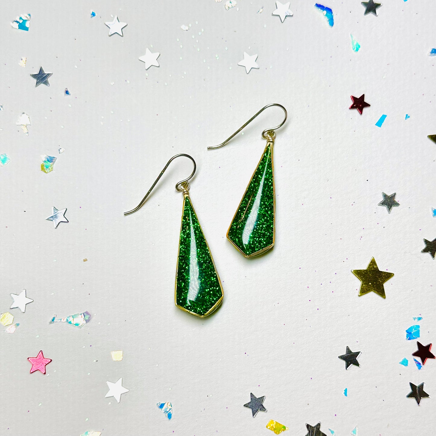 Diamond Drop - Green Glitter