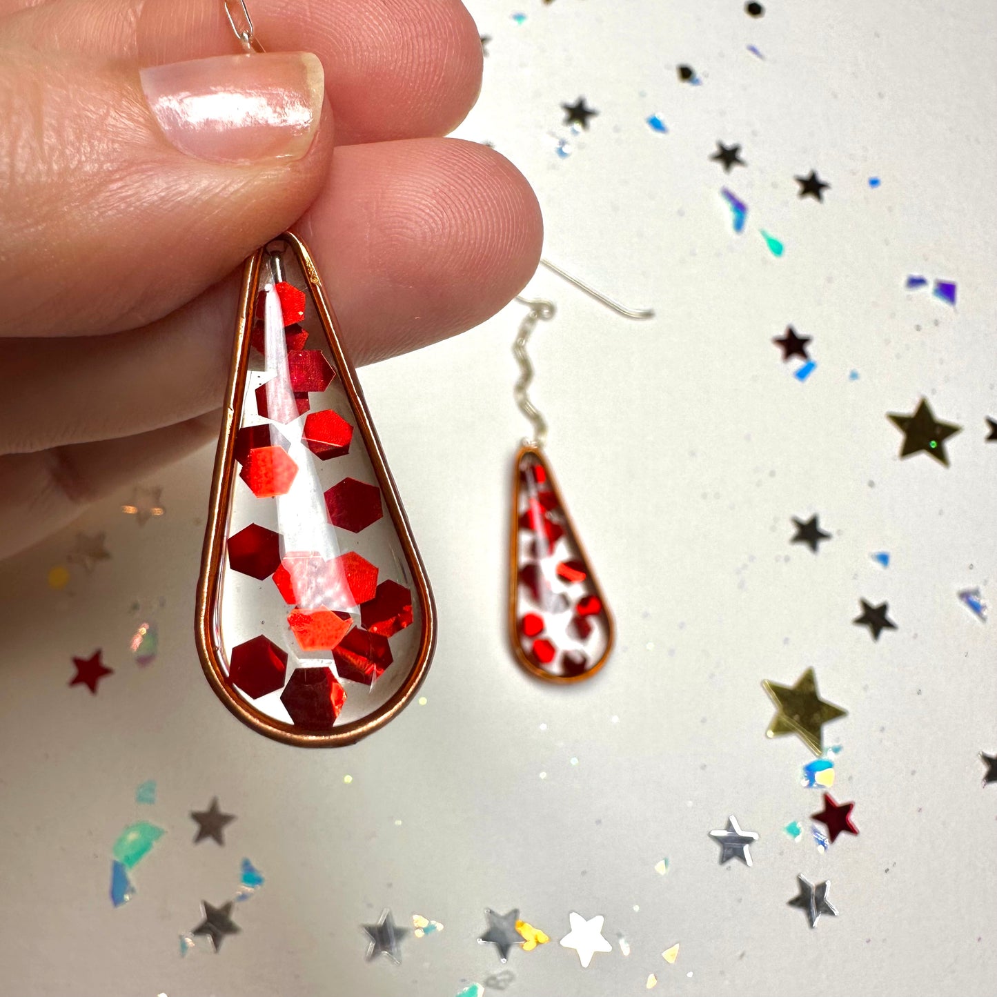 Red Glitter Drops