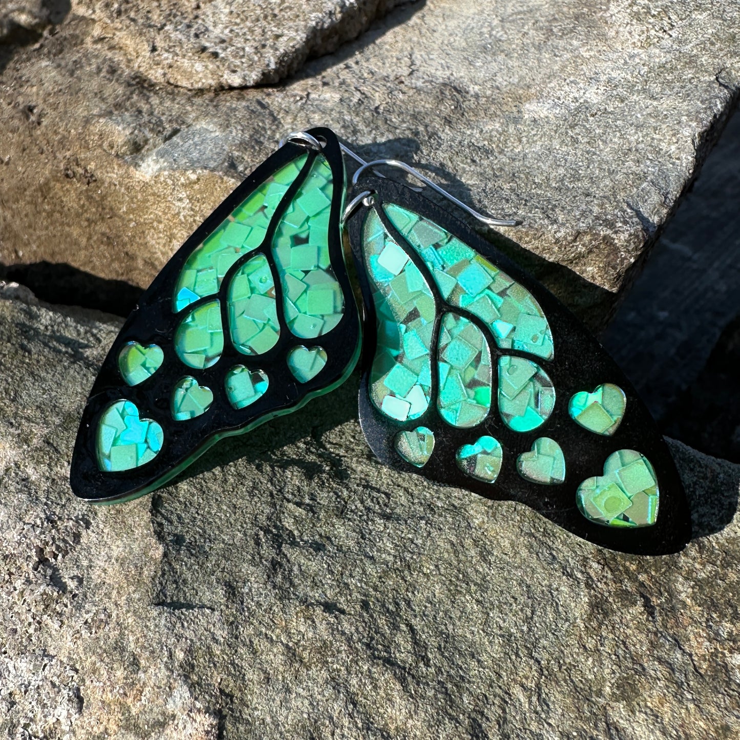 Heart Flutter - Frosted Sea Green Glitter