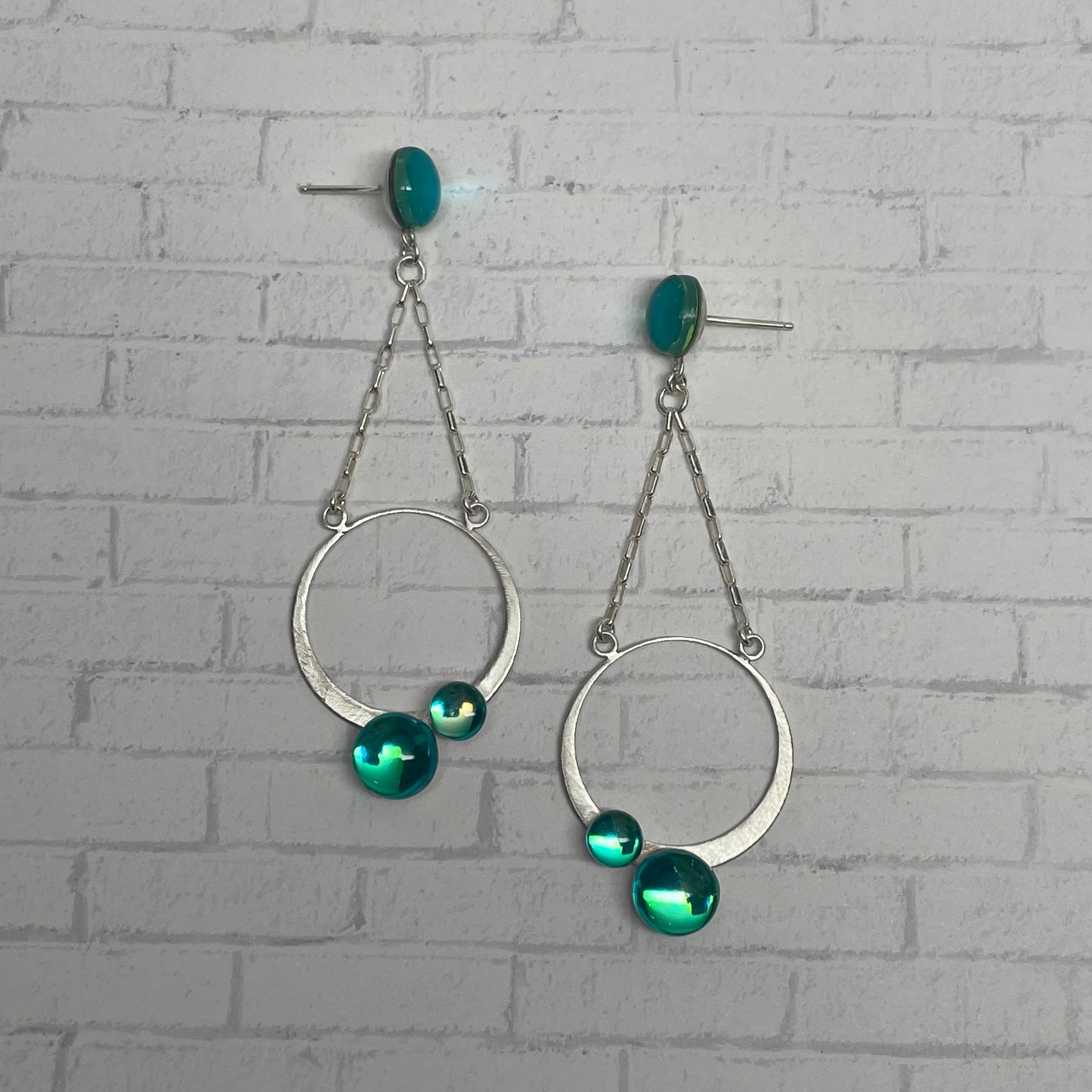 Double Orbit Earrings - Teal Ocean