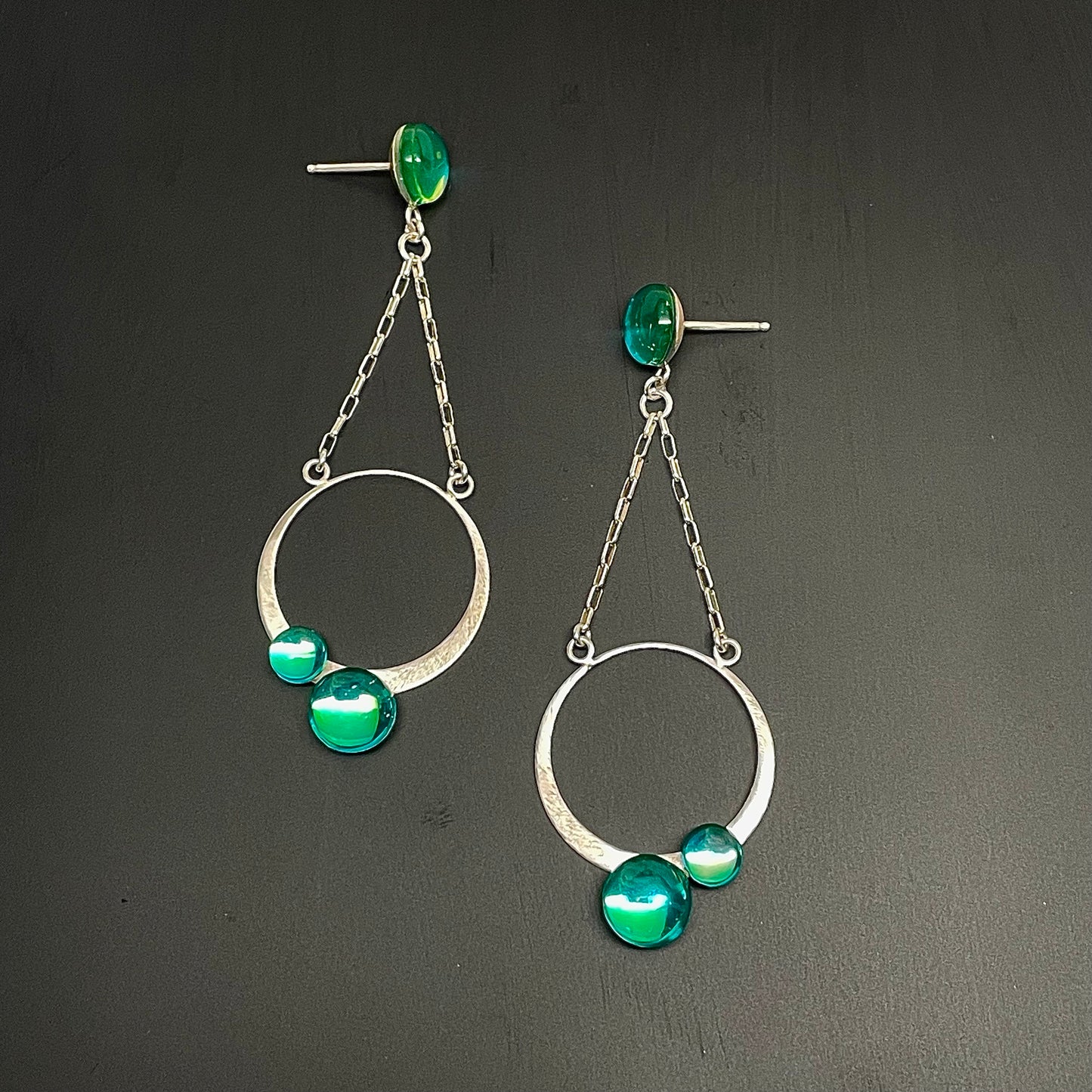 Double Orbit Earrings - Teal Ocean