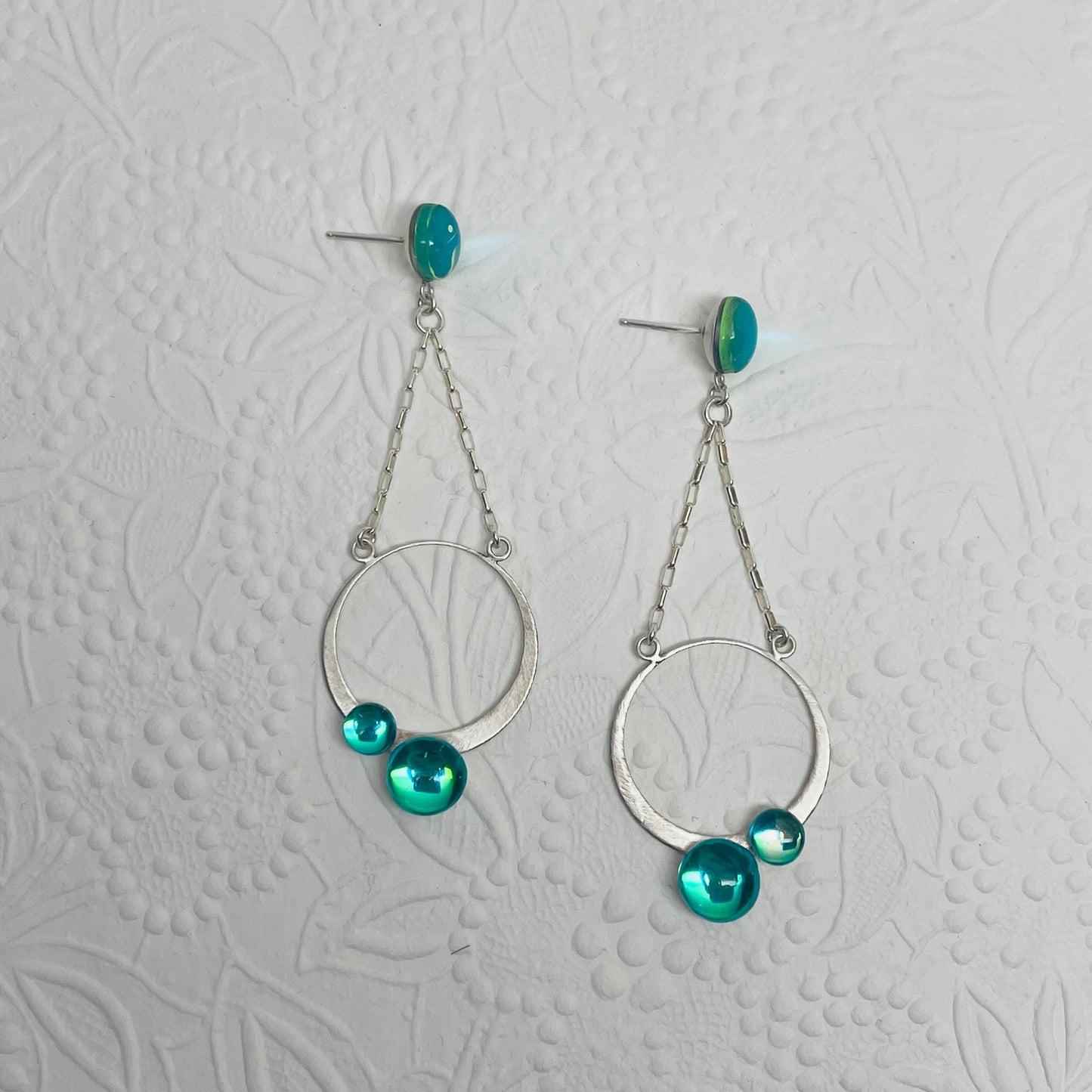 Double Orbit Earrings - Teal Ocean
