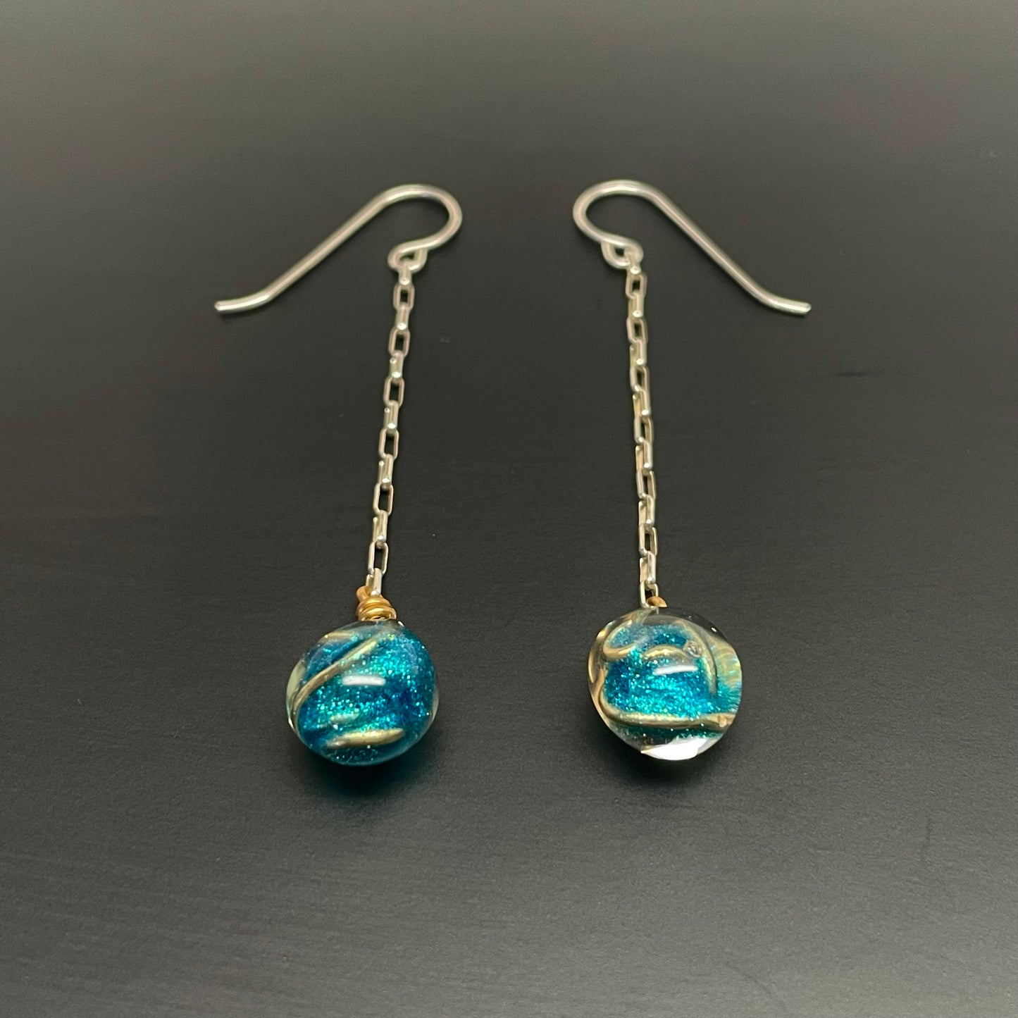 Gazing Orb Earrings - Shimmering Teal