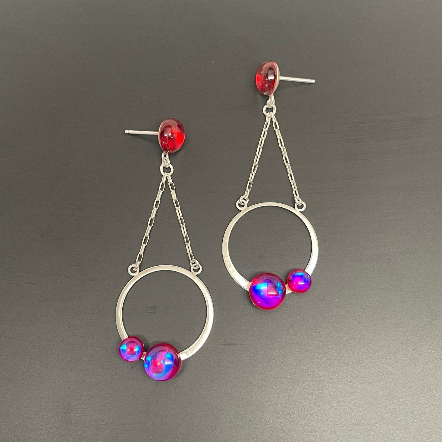 Double Orbit Earrings - Juicy Berry