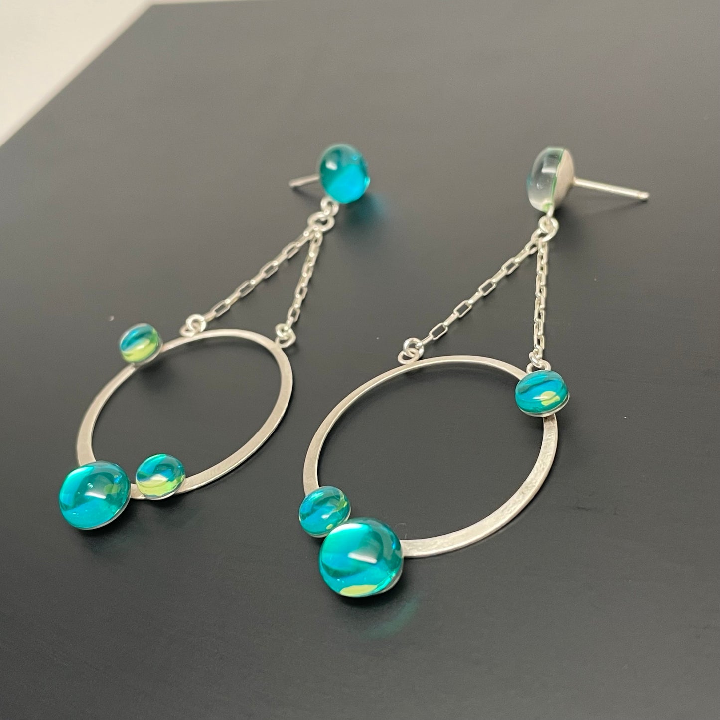 Triple Orbit Earrings - Teal Ocean