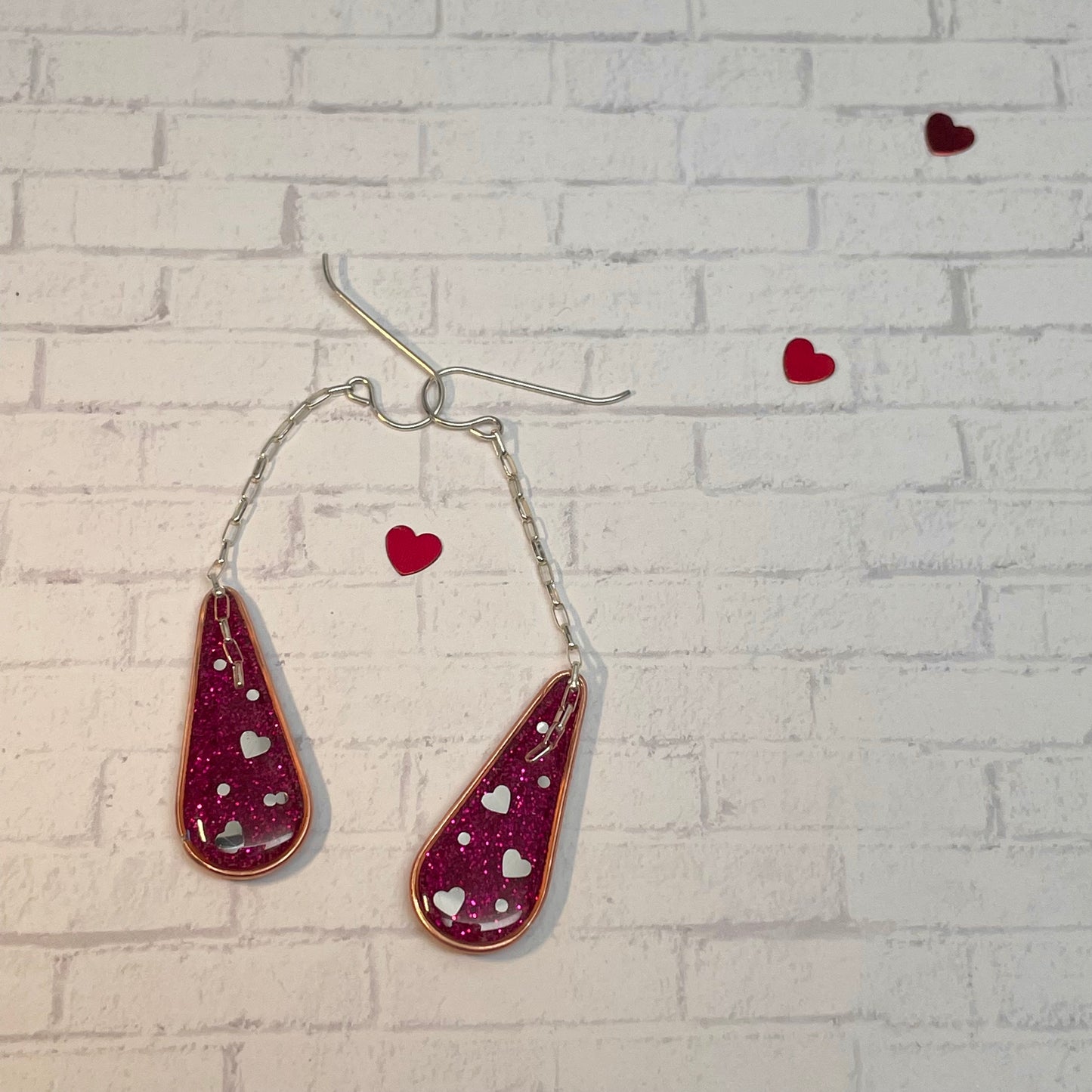 Hooray Love Earrings: Fuchsia Glitter, Big