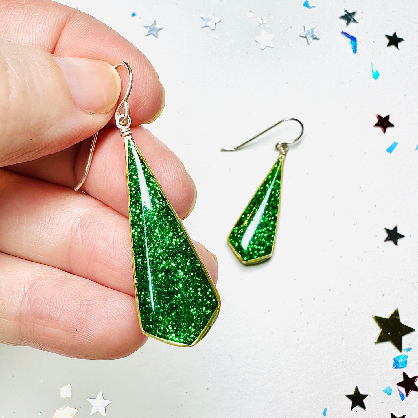 Diamond Drop - Green Glitter