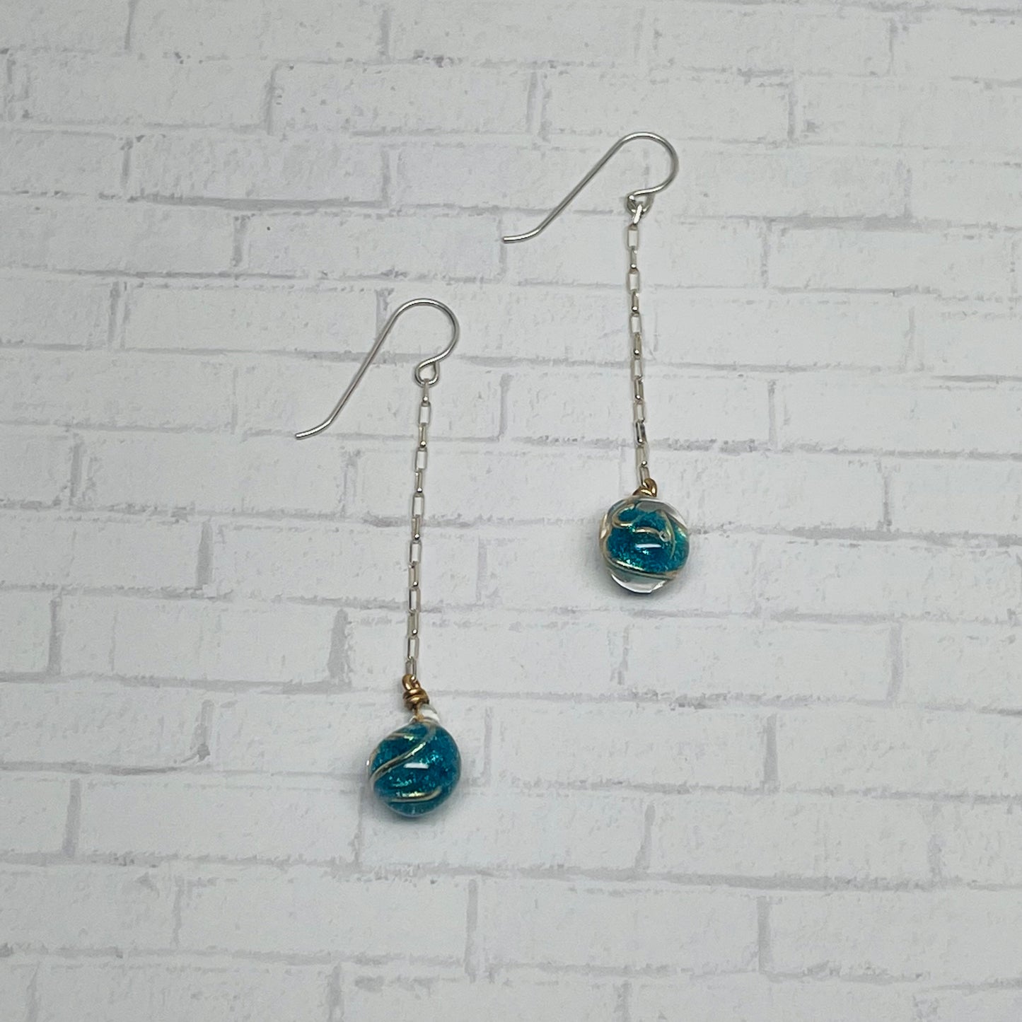 Gazing Orb Earrings - Shimmering Teal