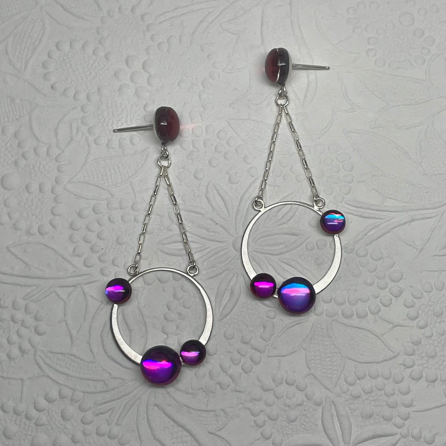 Triple Orbit Earrings - Fuchsia Sunset