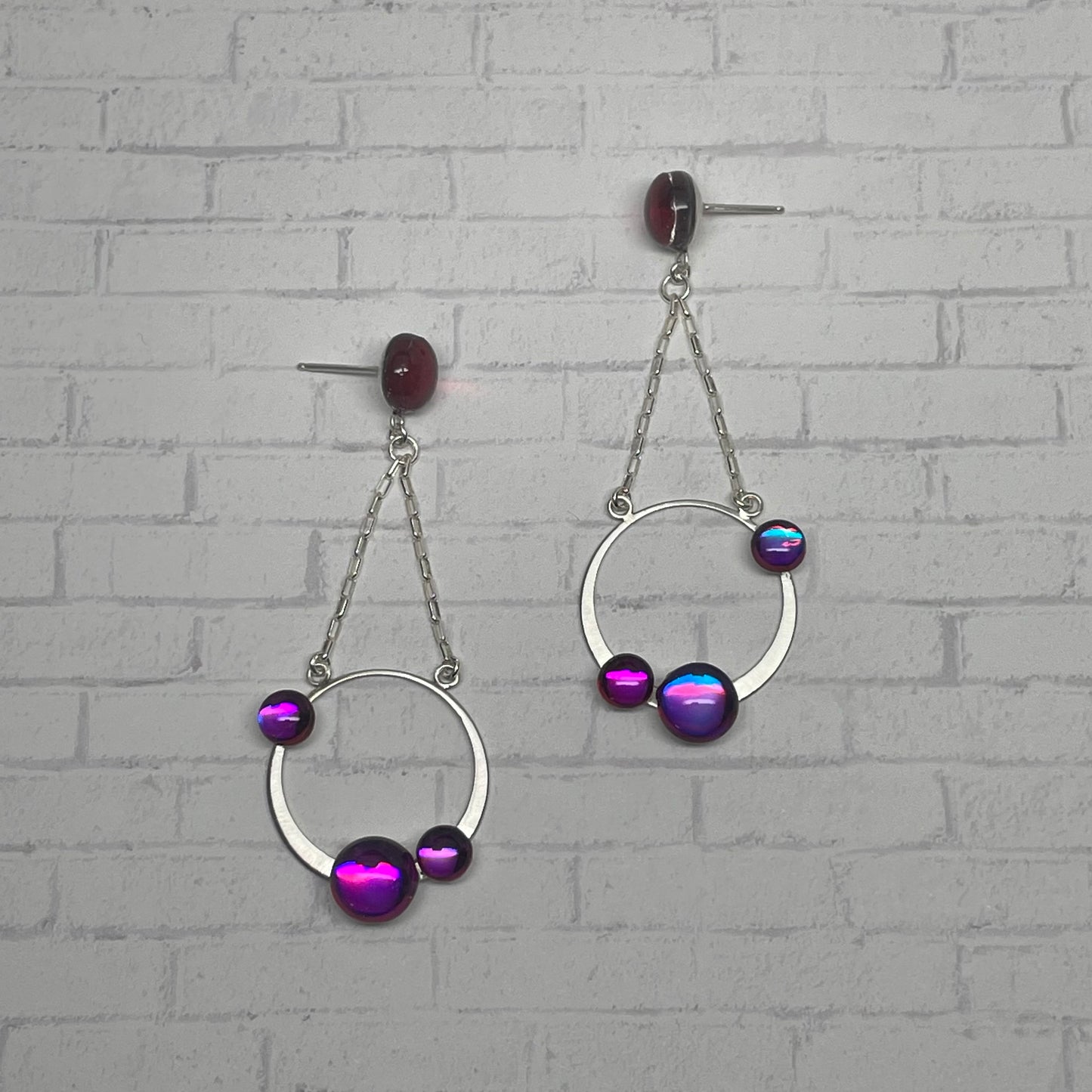 Triple Orbit Earrings - Fuchsia Sunset