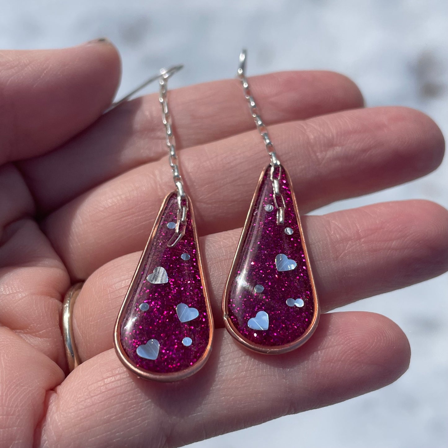 Hooray Love Earrings: Fuchsia Glitter, Big